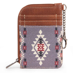 WG2203-W005 2023 Fall New Wrangler Aztec Southwestern Art Print Mini Zip Card Case