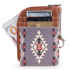 WG2203-W005 2023 Fall New Wrangler Aztec Southwestern Art Print Mini Zip Card Case