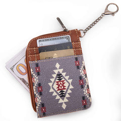 WG2203-W005 2023 Fall New Wrangler Aztec Southwestern Art Print Mini Zip Card Case