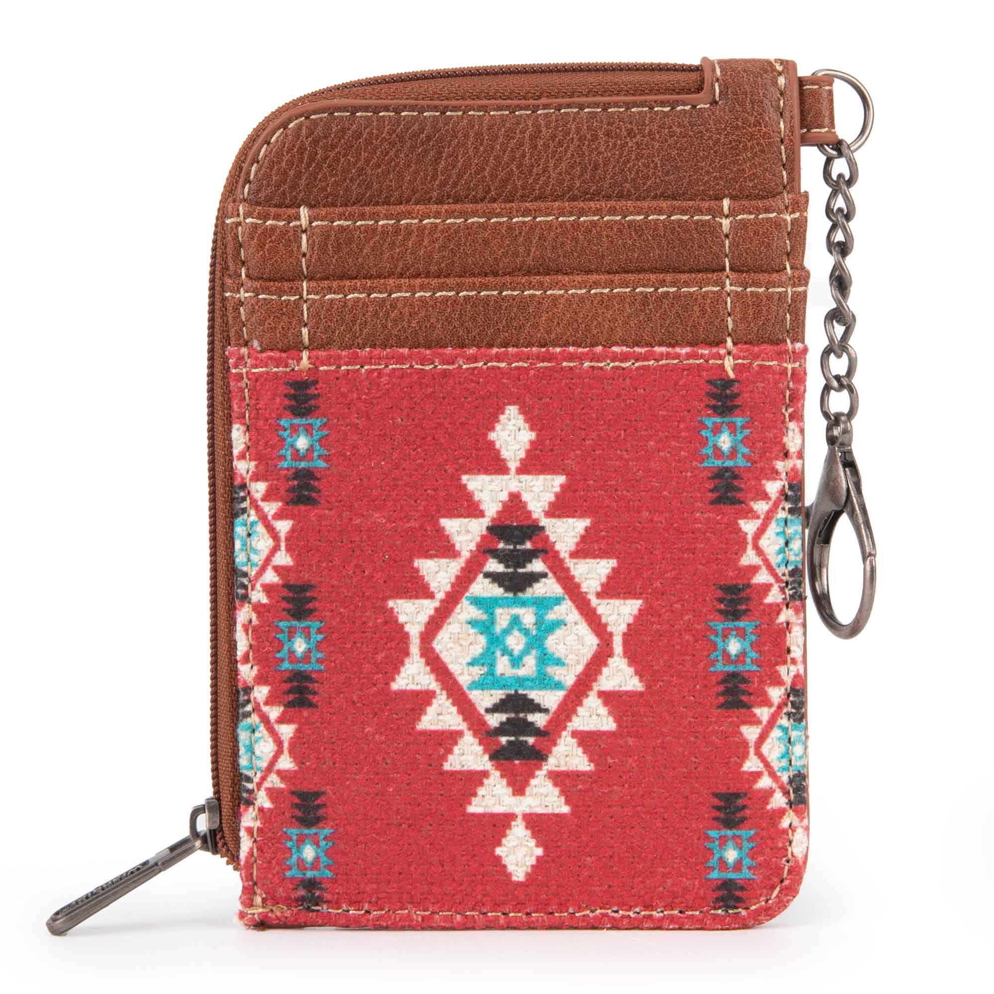 2023 Fall New Wrangler Aztec Southwestern Art Print Mini Zip Card Case - Cowgirl Wear