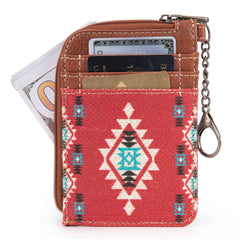2023 Fall New Wrangler Aztec Southwestern Art Print Mini Zip Card Case