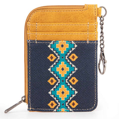 WG2203-W005 2023 Fall New Wrangler Aztec Southwestern Art Print Mini Zip Card Case