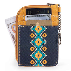 WG2203-W005 2023 Fall New Wrangler Aztec Southwestern Art Print Mini Zip Card Case