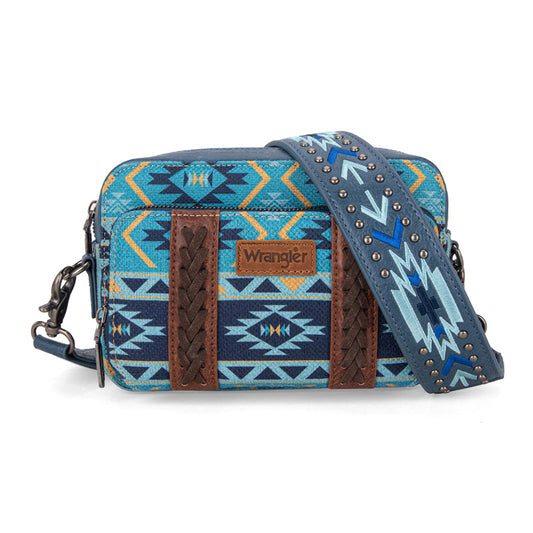 Wrangler Aztec Printed Crossbody Purse-Navy