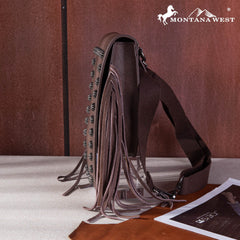 MW1250-198 Montana West  Fringe Belt Bag Sling Bag