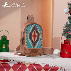 Montana West Aztec Embroidered Sling Bag