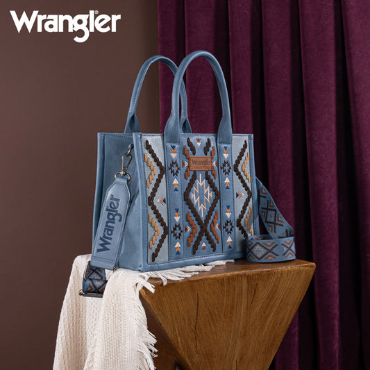 Wrangler Aztec Embroidered Whipstitch Tote Bag Set