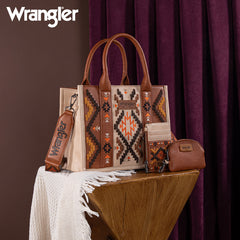 Wrangler Aztec Embroidered Whipstitch Tote Bag Set