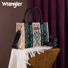 Wrangler Aztec Embroidered Whipstitch Tote Bag Set