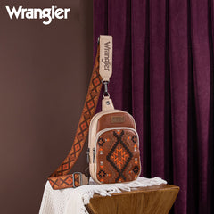 Wrangler Aztec Embroidered Whipstitch Sling Bag