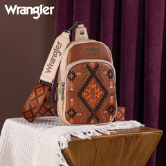 Wrangler Aztec Embroidered Whipstitch Sling Bag