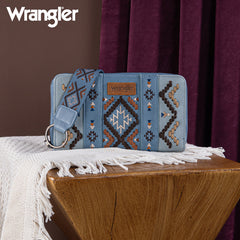 Wrangler Aztec Embroidered Whipstitch Wristlet