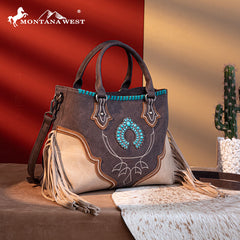 MONTANA WEST FRINGE CONCHO WESTERN PURSE SET