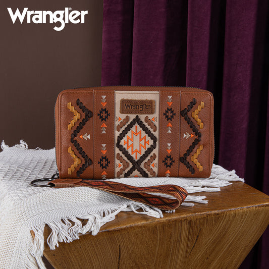 Wrangler Aztec Embroidered Whipstitch Wristlet