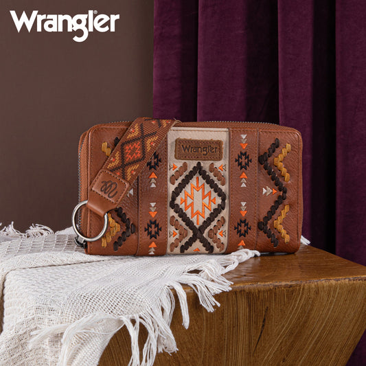 Wrangler Aztec Embroidered Whipstitch Wristlet