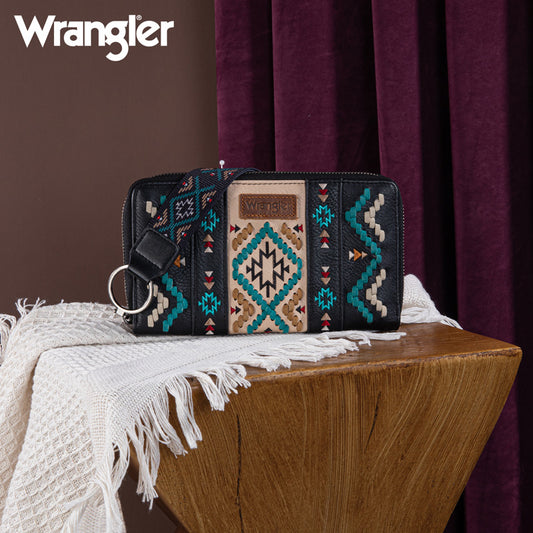 Wrangler Aztec Embroidered Whipstitch Wristlet