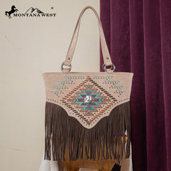 Montana West Aztec Fringe Concealed Carry Handbag Set