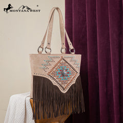 Montana West Aztec Fringe Concealed Carry Tote Bag