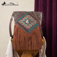 Montana West Aztec Fringe Concealed Carry Crossbody Purse