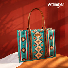 Wrangler Aztec Southwestern Pattern Dual Sided Print Canvas Tote/Crossbody Bag Collection - Cowgirl Wear