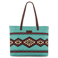 WG53-8112 Wrangler Southwestern Dual Sided Print Canvas Tote Bag