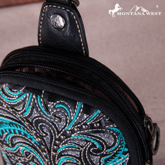 Montana West Embroidered Feather Cut-Out Floral Sling Bag