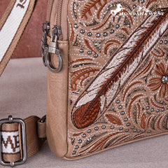 Montana West Embroidered Feather Cut-Out Floral Sling Bag