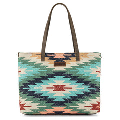 WG53-8112 Wrangler Southwestern Dual Sided Print Canvas Tote Bag