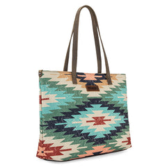 WG53-8112 Wrangler Southwestern Dual Sided Print Canvas Tote Bag