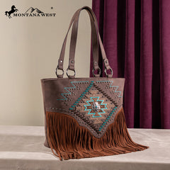 Montana West Aztec Fringe Concealed Carry Tote Bag