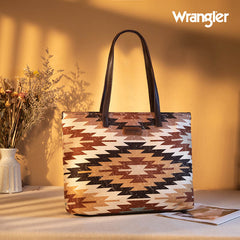 WG53-8112 Wrangler Southwestern Dual Sided Print Canvas Tote Bag