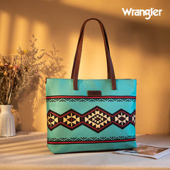 WG53-8112 Wrangler Southwestern Dual Sided Print Canvas Tote Bag