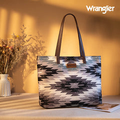 WG53-8112 Wrangler Southwestern Dual Sided Print Canvas Tote Bag