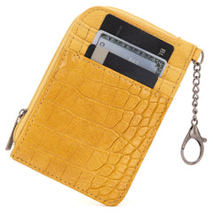 Wrangler Croc Print Mini Zip Card Case - Mustard