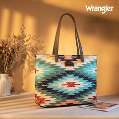 WG53-8112 Wrangler Southwestern Dual Sided Print Canvas Tote Bag