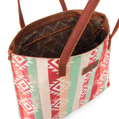 WG53-8112 Wrangler Southwestern Dual Sided Print Canvas Tote Bag