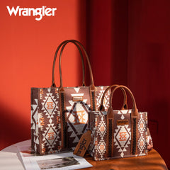 Wrangler Aztec Southwestern Pattern Dual Sided Print Canvas Tote/Crossbody Bag Collection - Cowgirl Wear