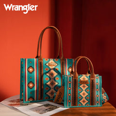 Wrangler Aztec Southwestern Pattern Dual Sided Print Canvas Tote/Crossbody Bag Collection - Cowgirl Wear