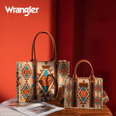 Wrangler Aztec Southwestern Pattern Dual Sided Print Canvas Tote/Crossbody Bag Collection - Cowgirl Wear