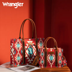 Wrangler Aztec Southwestern Pattern Dual Sided Print Canvas Tote/Crossbody Bag Collection - Cowgirl Wear