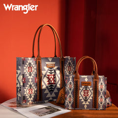 Wrangler Aztec Southwestern Pattern Dual Sided Print Canvas Tote/Crossbody Bag Collection - Cowgirl Wear