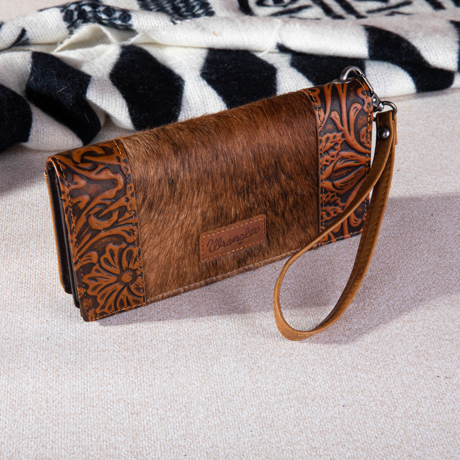 2024 New Wrangler Hair-On Cowhide Collection Wristlet Wallet - Cowgirl Wear
