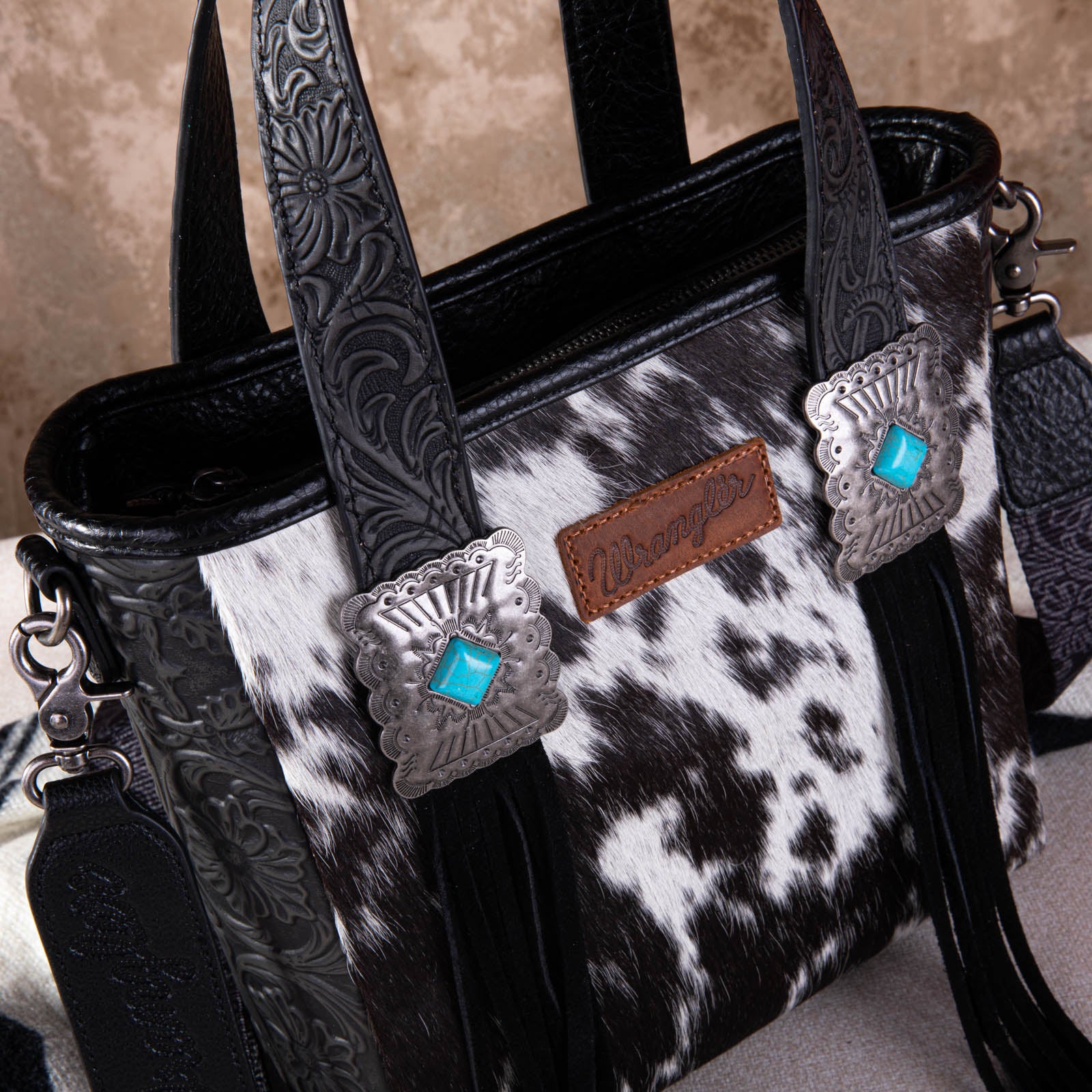 2024 New Wrangler Hair-On Cowhide Tote/Crossbody Bag Collection - Cowgirl Wear