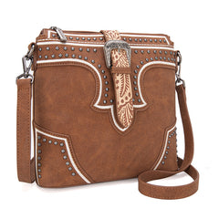 Montana West Buckle Studs Crossbody Bag