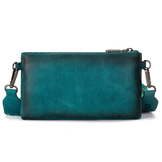 WG120-209  Wrangler Dual Zipper Compartment Crossbody Bag - Turquoise