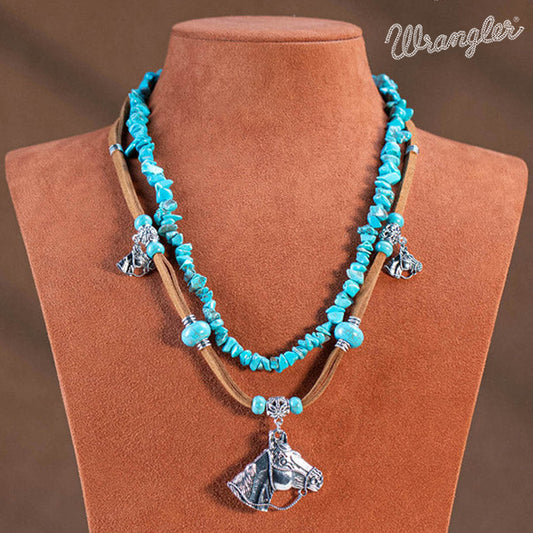 Wrangler® Horse Pendant Beads Necklace