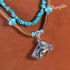 Wrangler® Horse Pendant Beads Necklace