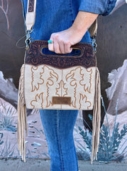 Wrangler Tooled Fringe Crossbody Bag