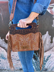 Wrangler Tooled Fringe Crossbody Bag