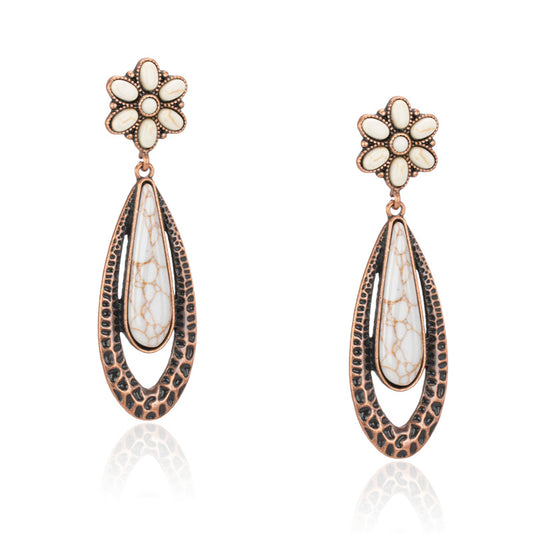 Rustic Couture's® Teardrop Loop Natural Stone Dangling Earring